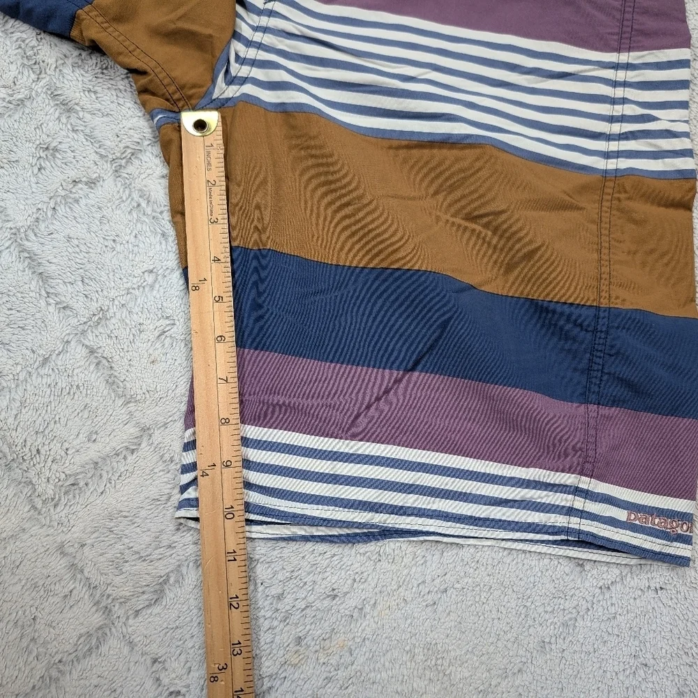 Patagonia Shorts Mens 34 Brown Blue Wavefarer Board Outdoor Swim Travel 10”